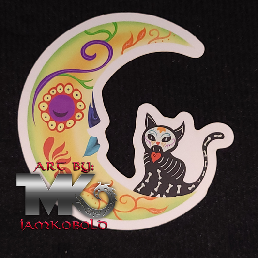 Sugar Skull Cat & Moon - Sticker